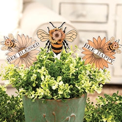 3/Set - Bee Flower Wooden Plant Stake