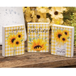 Sunflower Gingham Mini Rectangle Block - 3 Asstd.