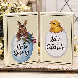 Hatching Spring Words Box Sign - 2 Asstd.