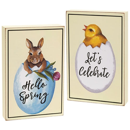 Hatching Spring Words Box Sign - 2 Asstd.