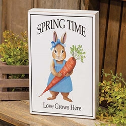 Spring Time Love Grows Here Bunny Box Sign