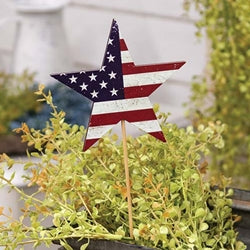 Antiqued Wooden USA Flag Star Pick