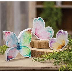 3/Set - Wooden Pastel Watercolor Butterfly Sitters