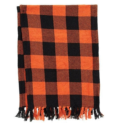 Orange & Black Buffalo Check Long Runner