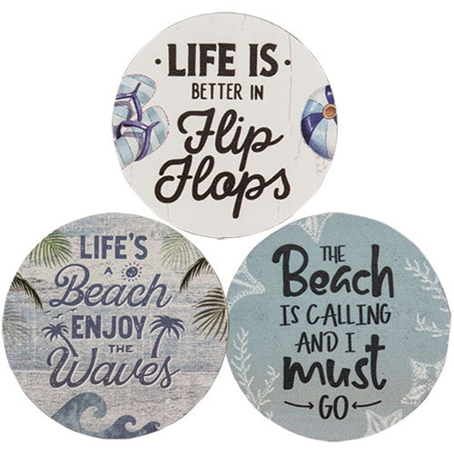 Beach Sayings Round Magnet 3 Asstd.