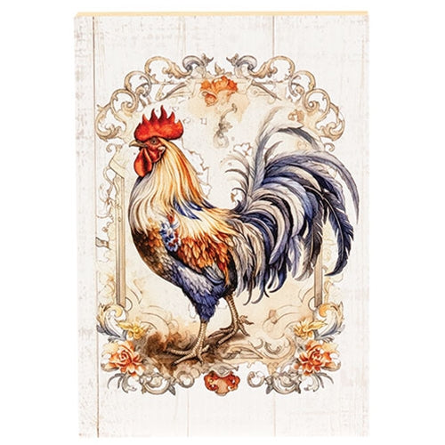 Floral Framed Rooster Block