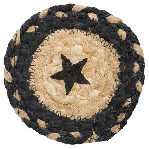 Braided Black Star Jute Coaster