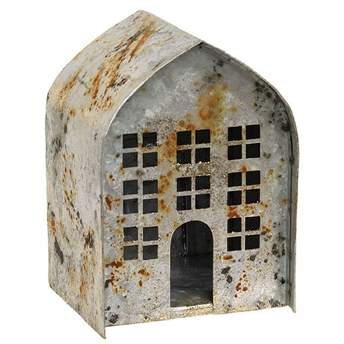 Distressed Rusty Metal Tealight Barn