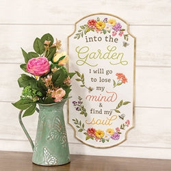 Into the Garden Embossed Floral Metal Sign