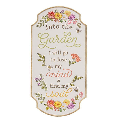 Into the Garden Embossed Floral Metal Sign