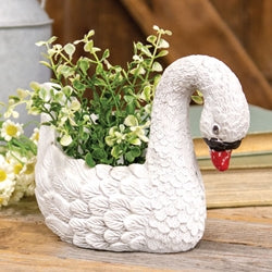 Distressed Cement Swan Planter