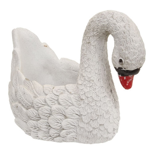 Distressed Cement Swan Planter