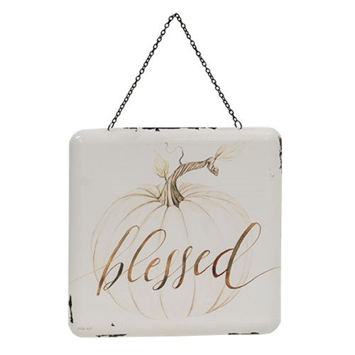 Blessed Pumpkin Enamel Hanging Sign