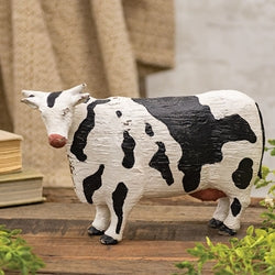 Distressed Carved Look Primitive Resin Cow