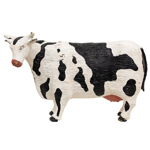 Distressed Carved Look Primitive Resin Cow