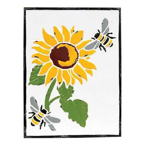 Vintage Sunflower Metal Wall Plaque