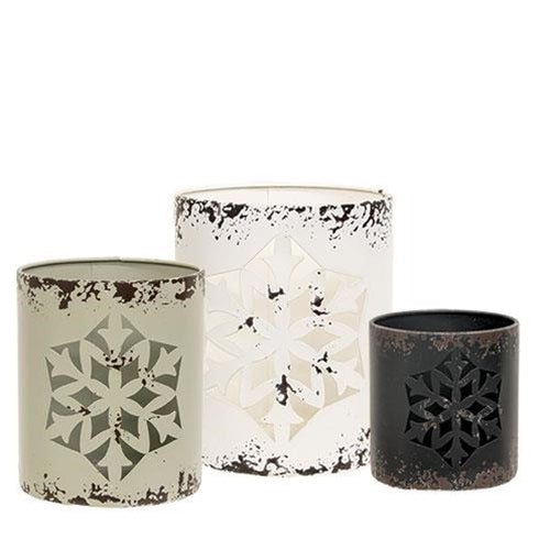 3/Set Distressed Metal Snowflake Buckets