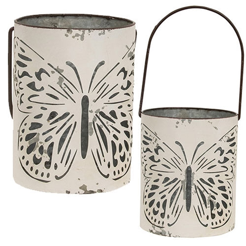 2/Set Butterfly Cutout White Metal Buckets