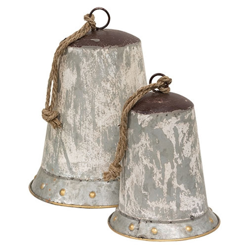 2/Set Distressed Graywashed Metal Bells