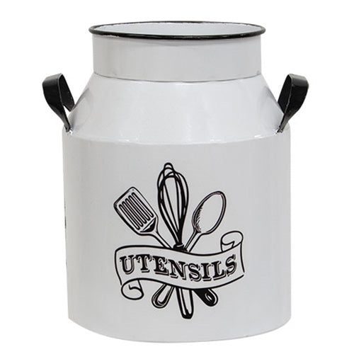 White Metal Kitchen Utensils Milk Can