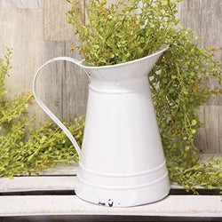 Shabby Chic White Metal Water Pitcher