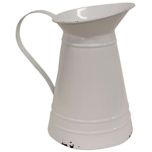 Shabby Chic White Metal Water Pitcher