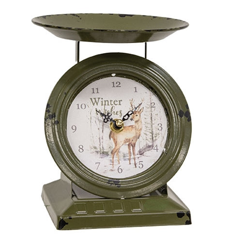 Winter Wishes Woodland Deer Scale Clock