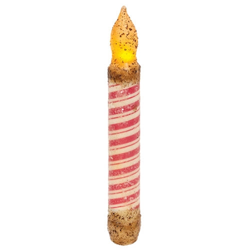 Grungy Glitter Candy Cane Stripe Timer Taper