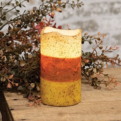 Grungy Candy Corn Timer Pillar 5"