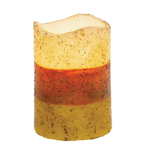 Grungy Candy Corn Timer Pillar 4"