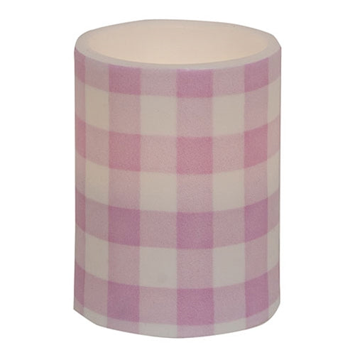 Pink Gingham Check Timer Pillar 3"x4"