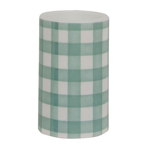 Green Gingham Check Timer Pillar 3"x5"