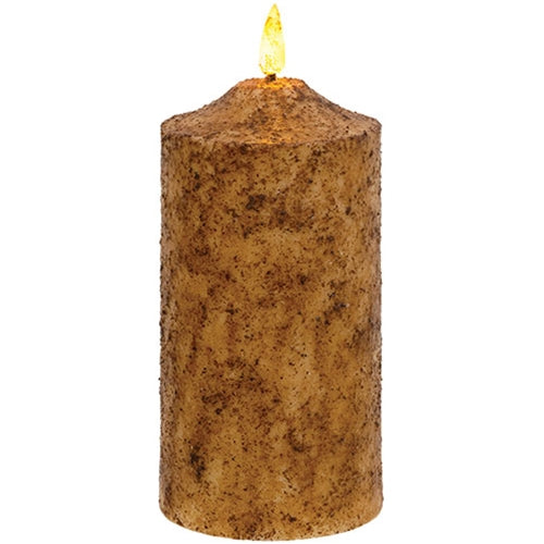 Burnt Ivory Flicker Flame Timer Cake Pillar 6"