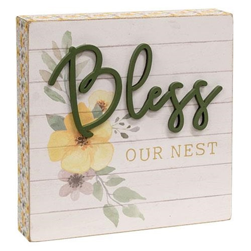 *Bless Our Nest Pattern Side Box Sign
