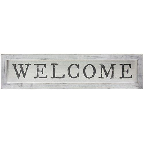 Welcome White Framed Sign