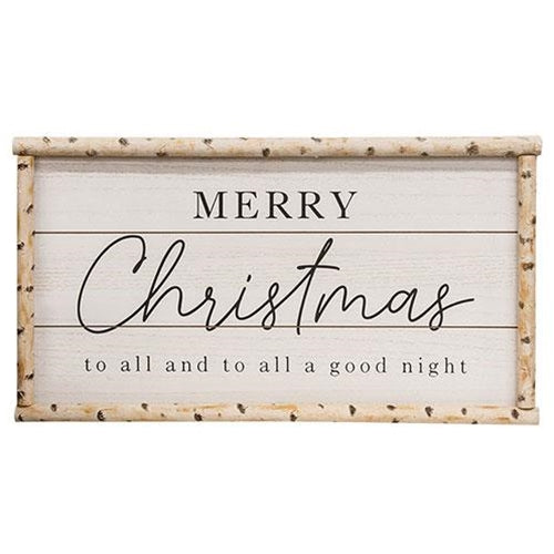 Merry Christmas To All Woodland Birch Wood Sign