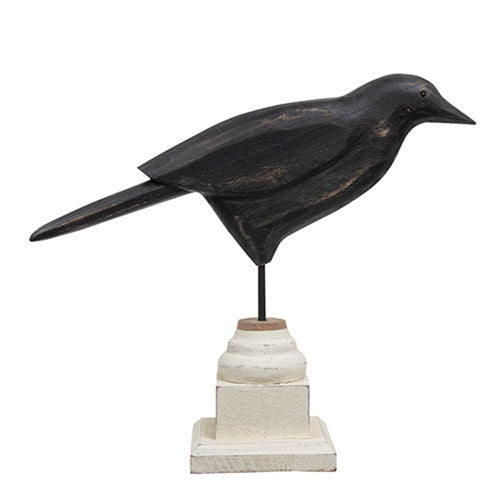 Wooden Crow Pedestal Large