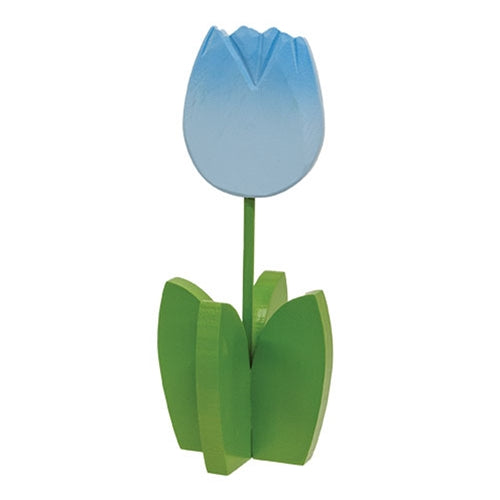 Blue Wooden Dimensional Tulip Sitter