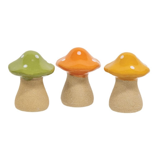 Ceramic Fall Mushroom Figurine 3 Asstd.