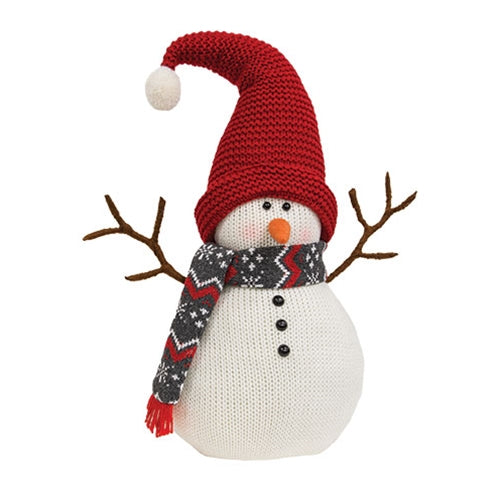 Gray Nordic Knit Snowman