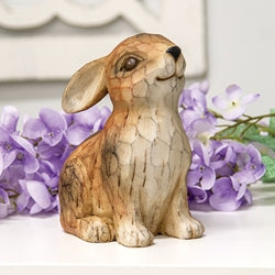 Carved Look Resin Bunny Sitter - 7"H