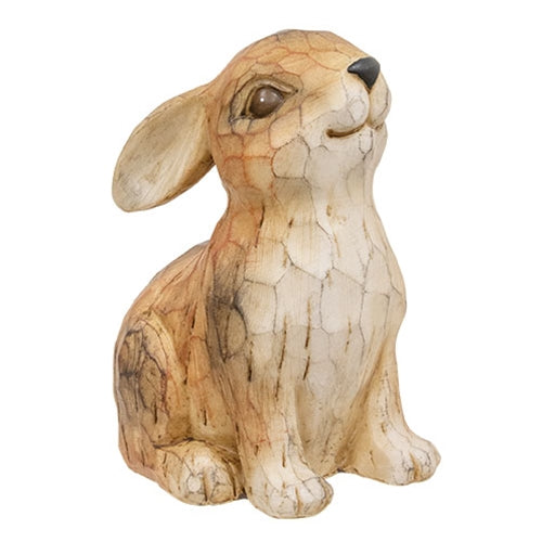 Carved Look Resin Bunny Sitter - 7"H