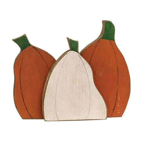 Rustic Wood Standing Primitive Pumpkin Trio