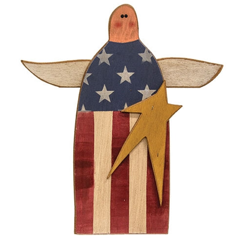 Distressed Wooden Americana Angel Sitter