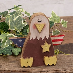 Distressed Wooden USA Eagle Sitter