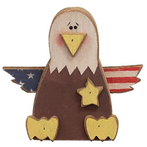 Distressed Wooden USA Eagle Sitter