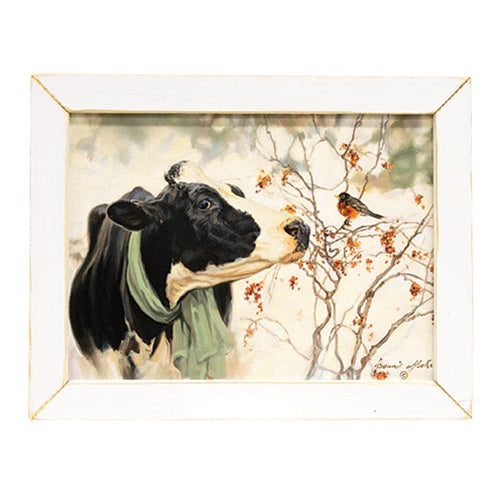 Winter Robin & Cow Framed Print