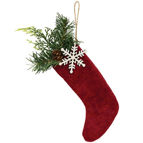 Hanging Winter Greens Snowflake Stocking