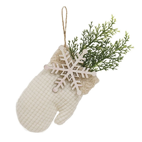 Waffle Weave Snowflake Mitten Hanger w/Greenery