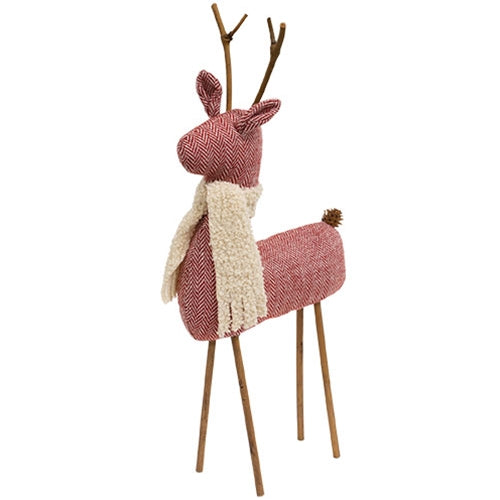 Stuffed Standing Candy Cane Woodland Reindeer w/Scarf